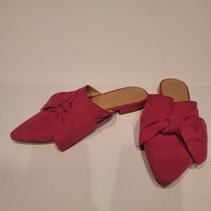 A new day Hot Pink Magenta faux Suede Bow Mules